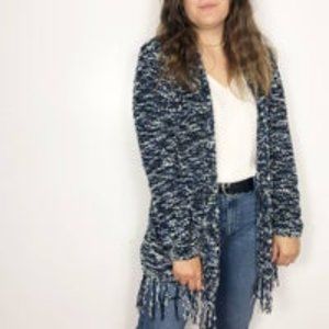 SWEATERWORKS Fringe Chenille Cardigan MD